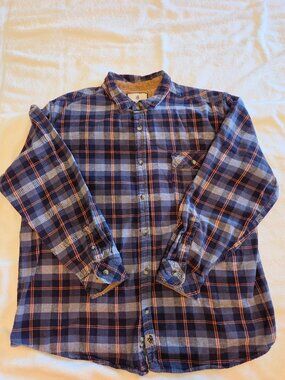 Legendary Whitetails Flannel Shirt Mens XXL Blue/Orange Buck Camp Plaid Cotton